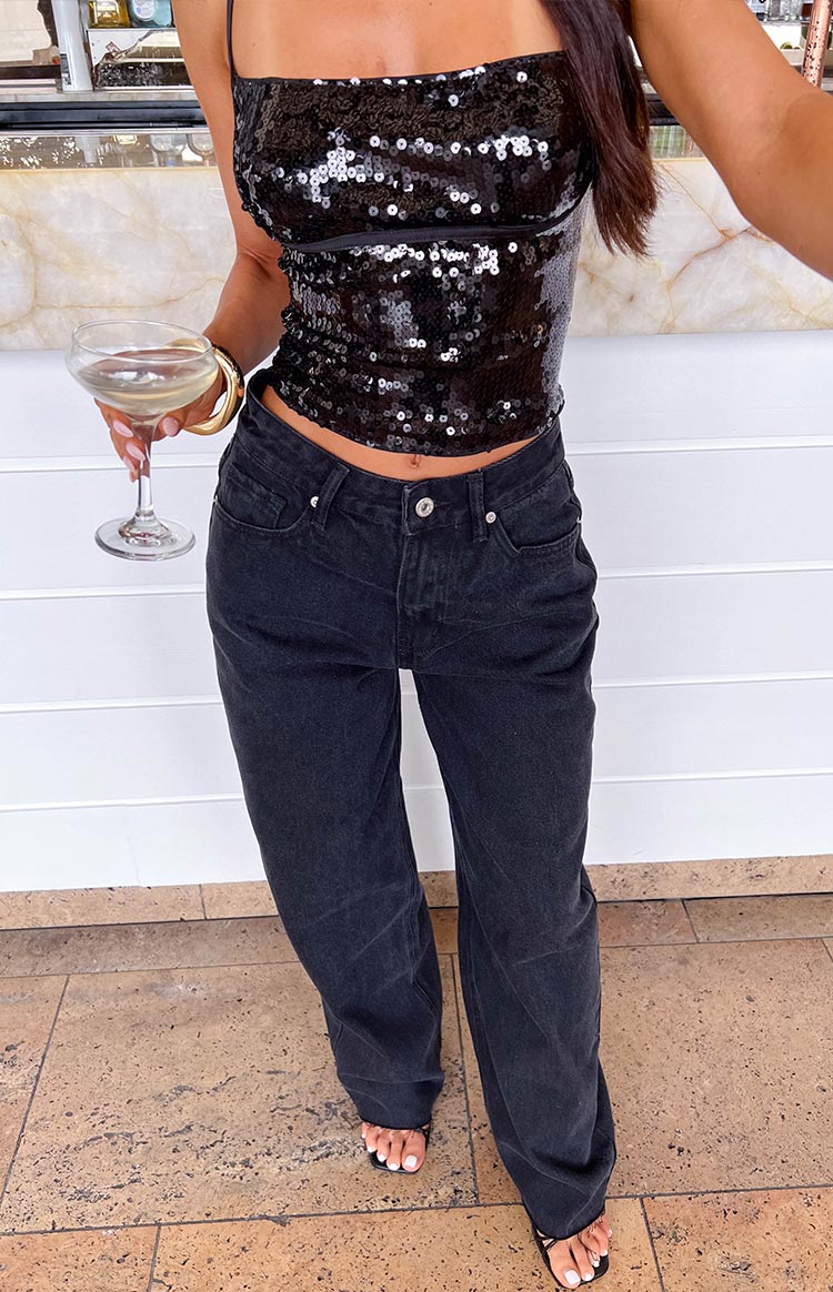 She's Yours Black Wide Leg Boyfriend Jeans — 11