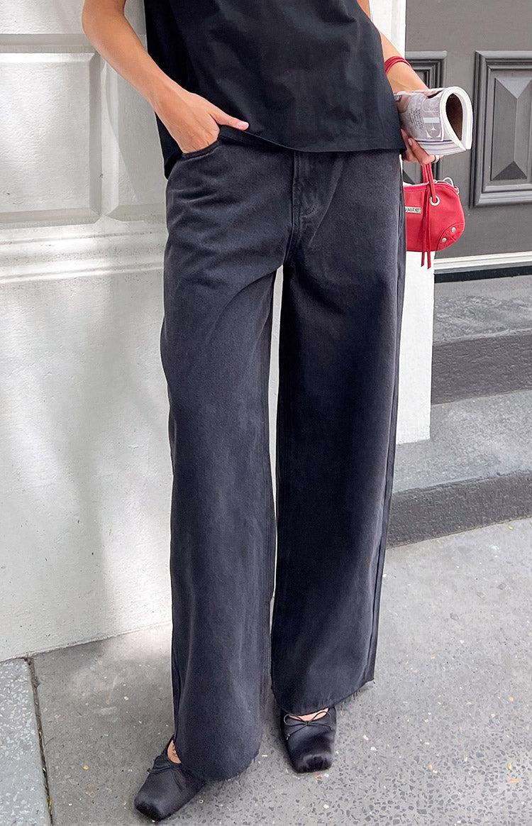 She's Yours Black Wide Leg Boyfriend Jeans — 3