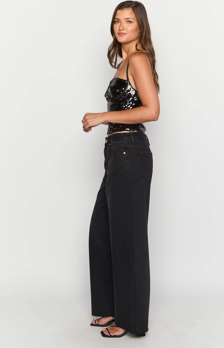 She's Yours Black Wide Leg Boyfriend Jeans — 5