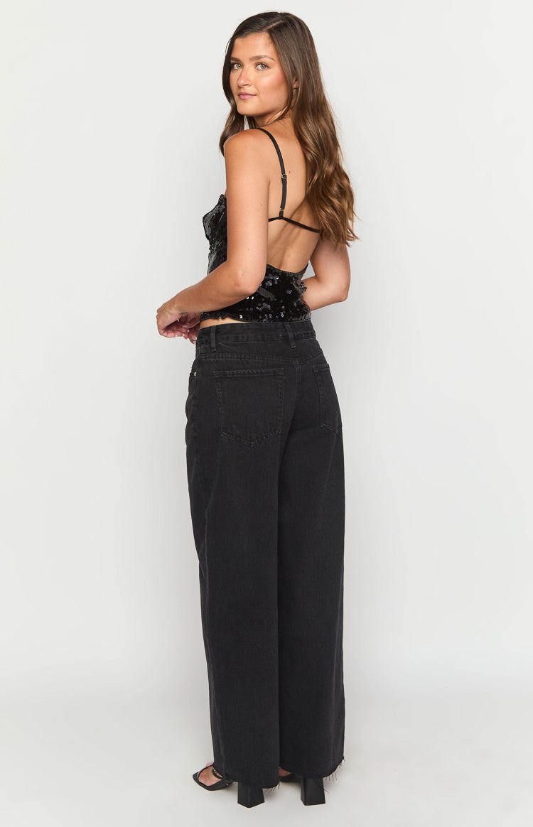 She's Yours Black Wide Leg Boyfriend Jeans — 6