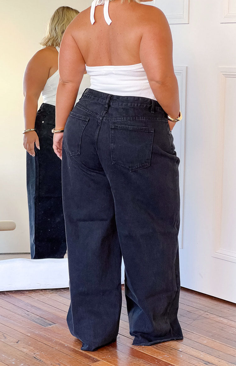She's Yours Black Wide Leg Boyfriend Jeans — 22
