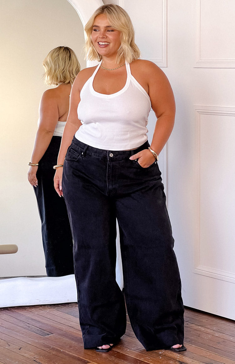 She's Yours Black Wide Leg Boyfriend Jeans — 23