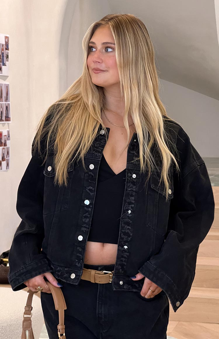 Hugo Black Oversized Denim Jacket — 1