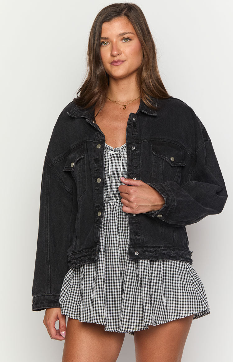 Hugo Black Oversized Denim Jacket — 1