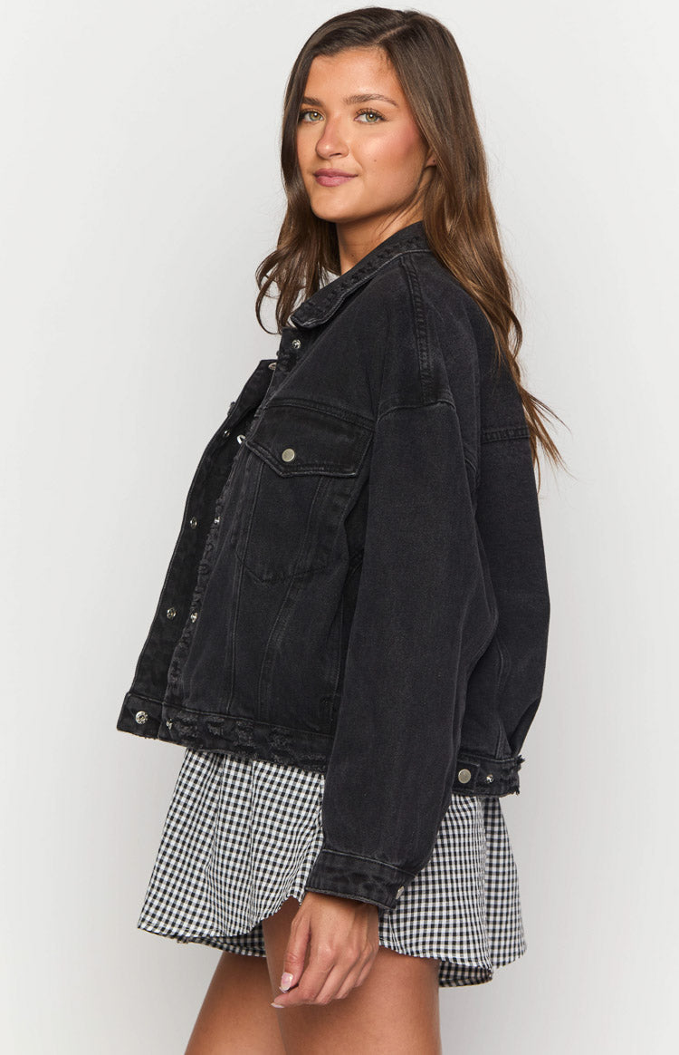 Hugo Black Oversized Denim Jacket — 4