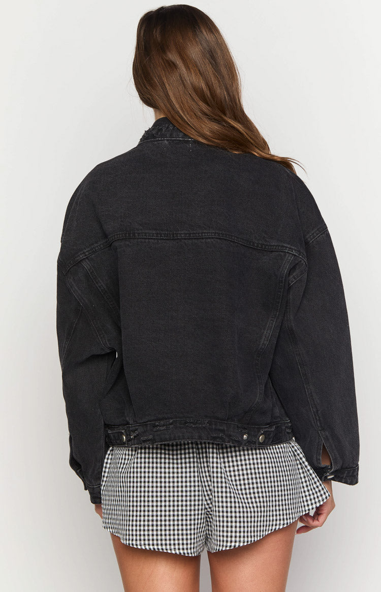 Hugo Black Oversized Denim Jacket — 5