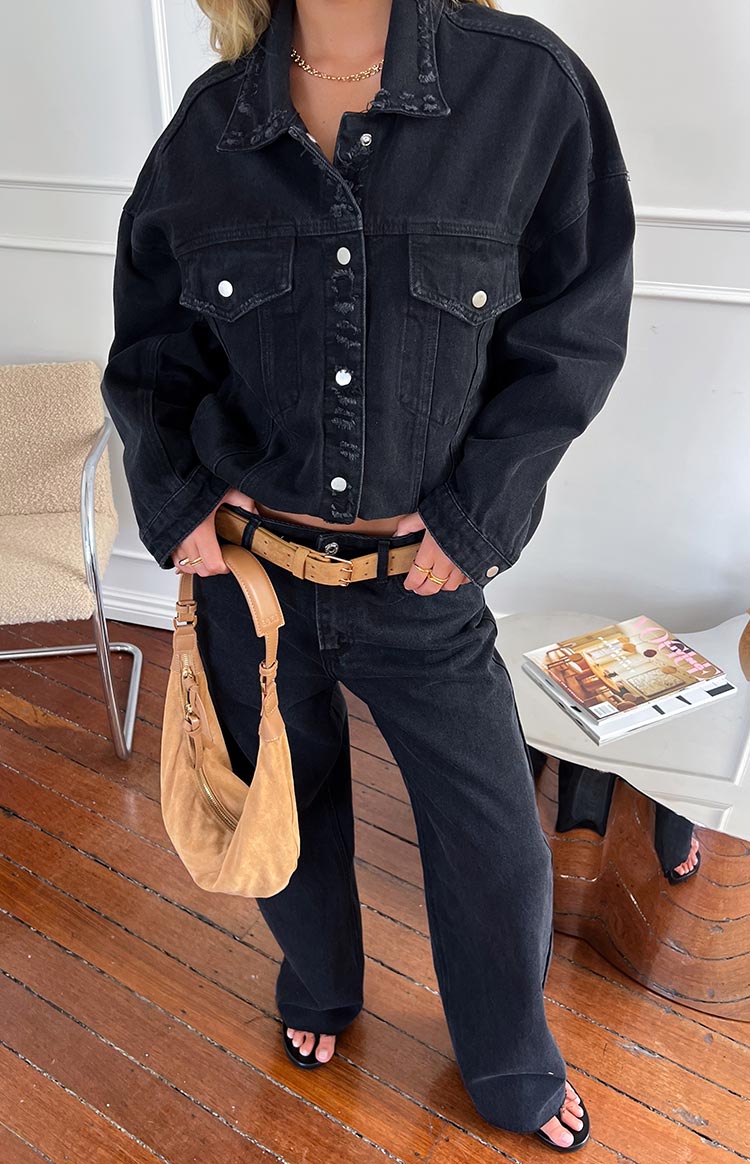 Hugo Black Oversized Denim Jacket — 11