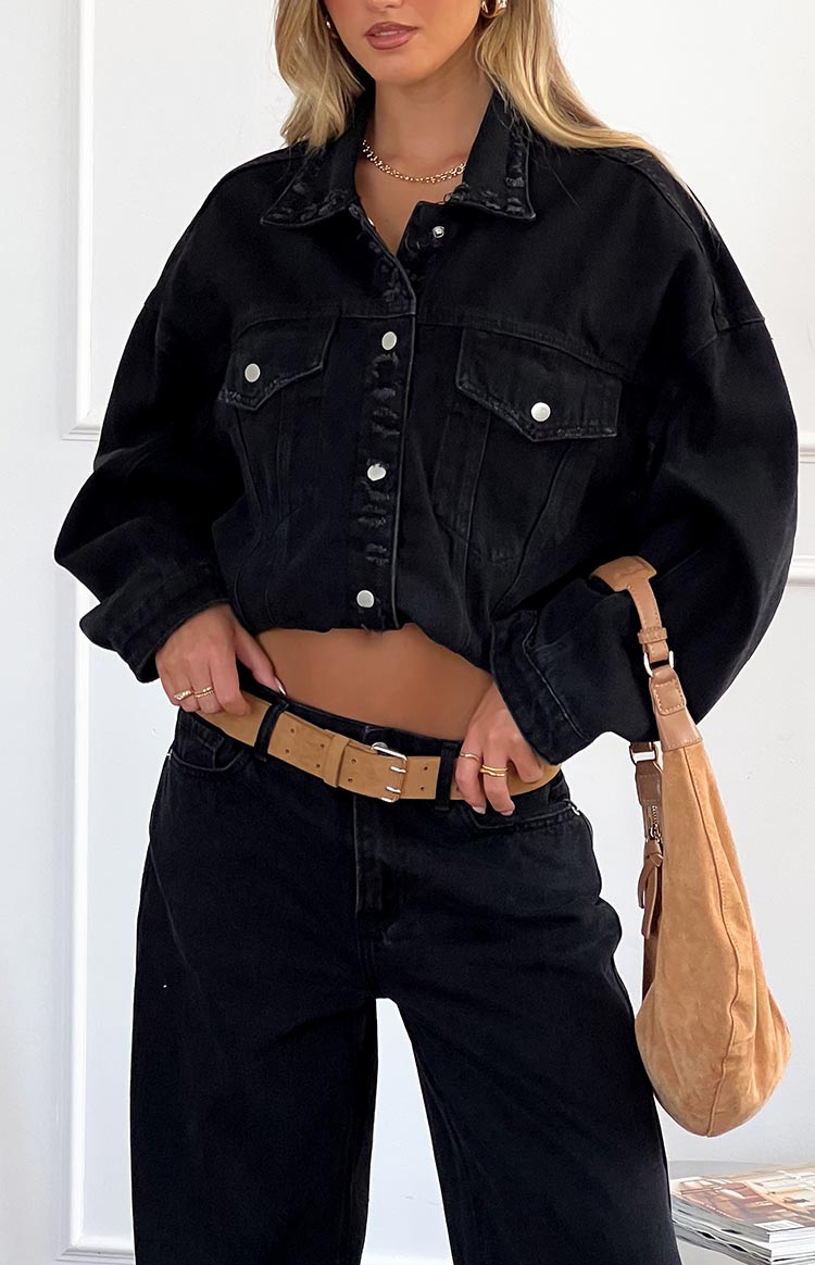 Hugo Black Oversized Denim Jacket — 13