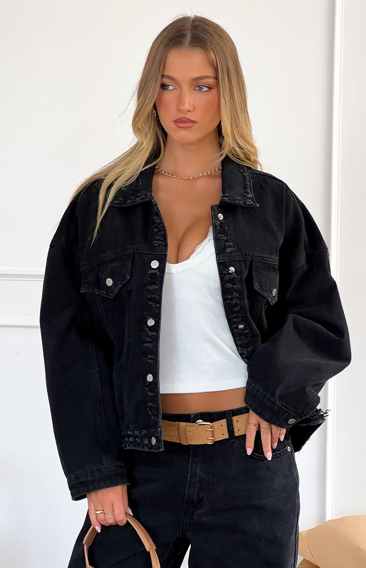 Hugo Black Oversized Denim Jacket — 14