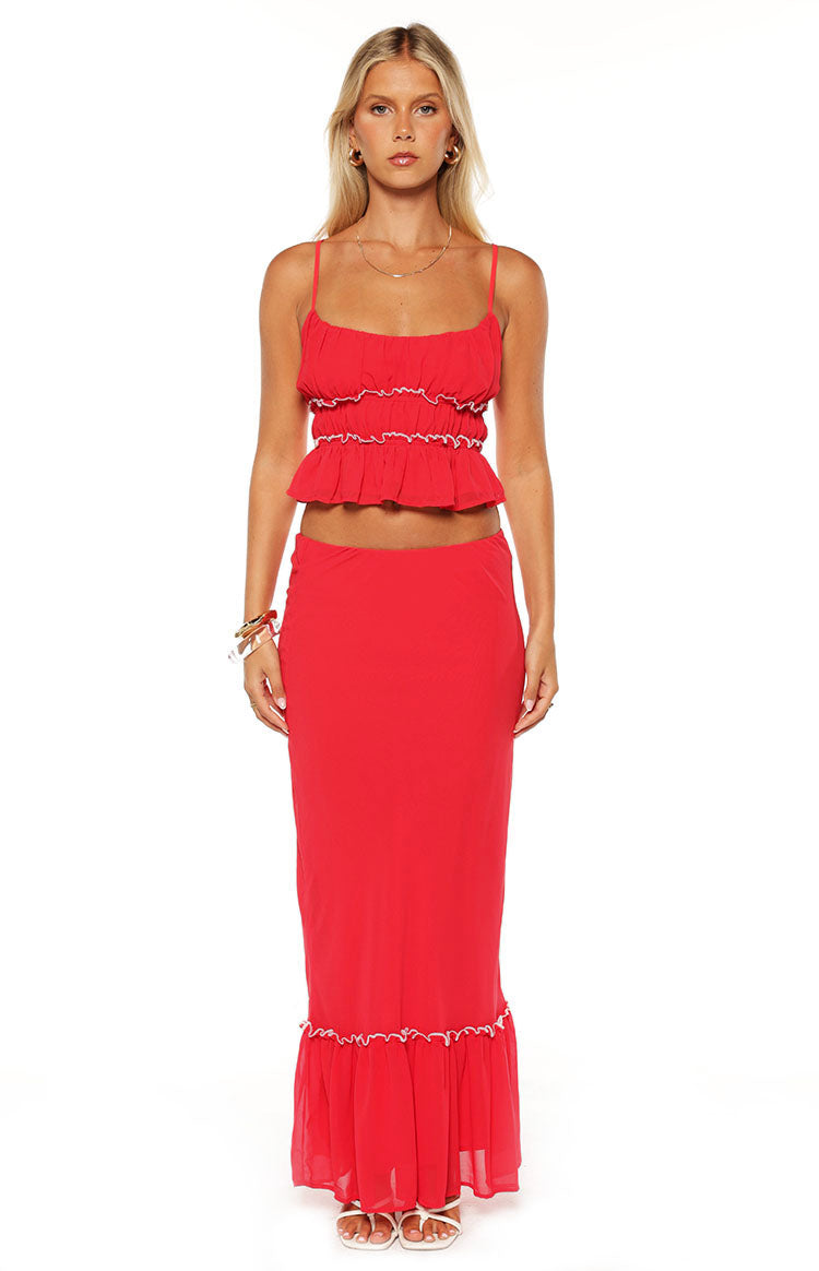 Wiatt Red Maxi Skirt — 5