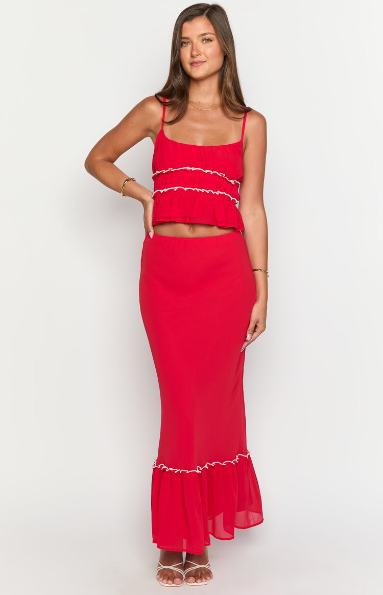 Wiatt Red Maxi Skirt — 15