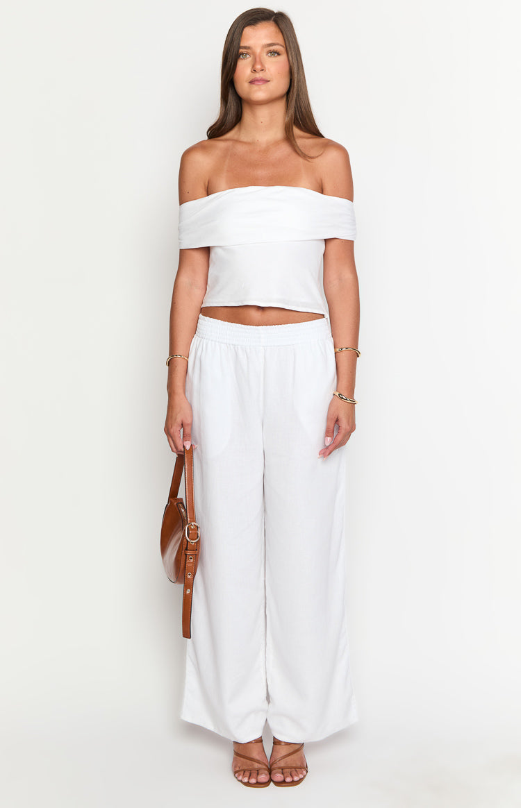 Moana White Linen Blend Pants — 2