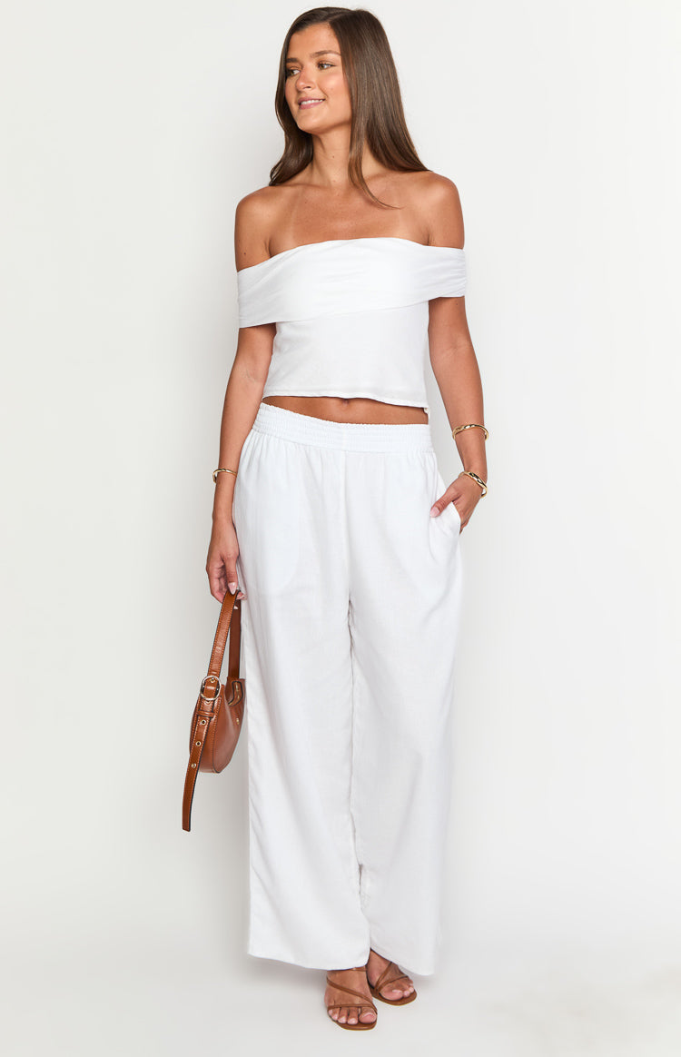 Moana White Linen Blend Pants — 4