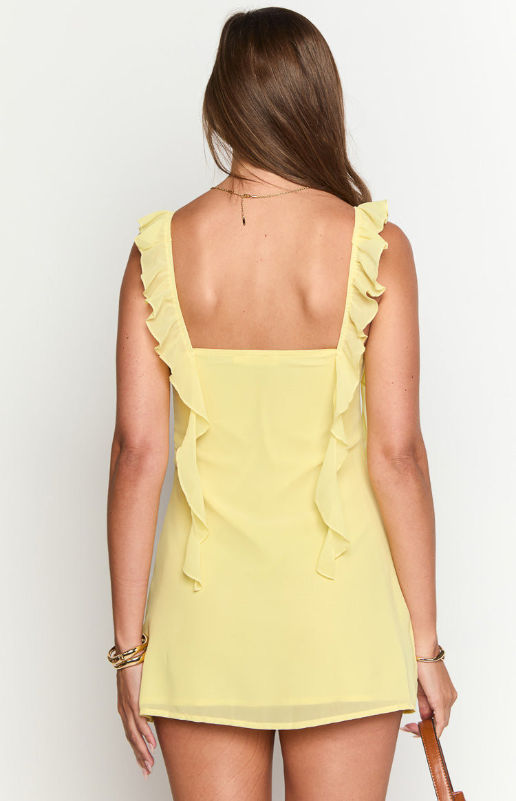 Joyce Yellow Chiffon Mini Dress — 5