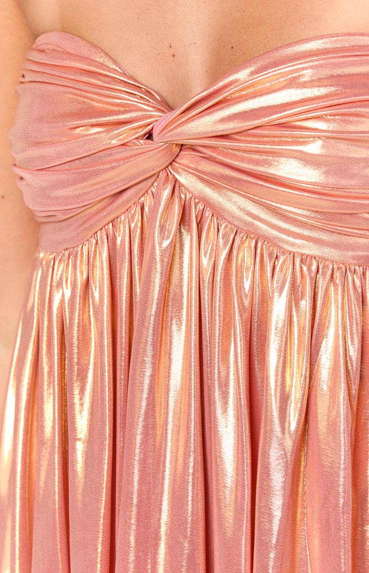 Suzu Orange Metallic Strapless Mini Dress — 6