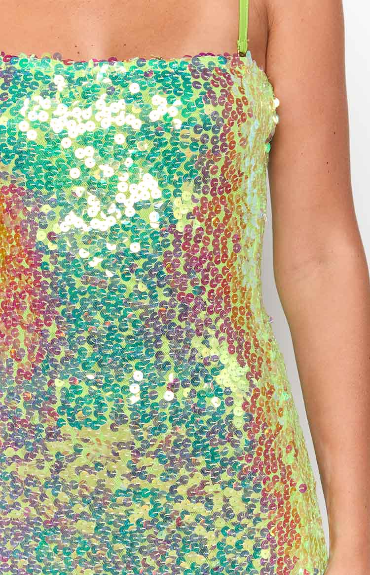 Radiant Green Sparkle Mini Dress — 6