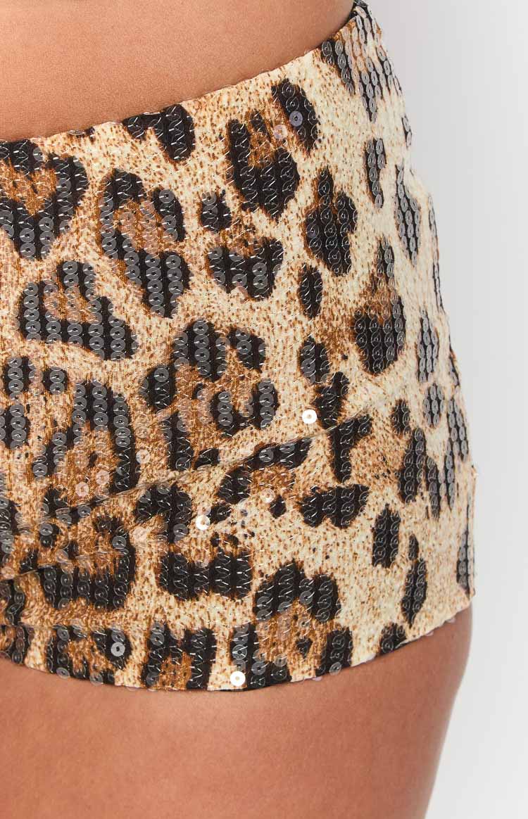 Calithea Leopard Sequin Micro Shorts — 8