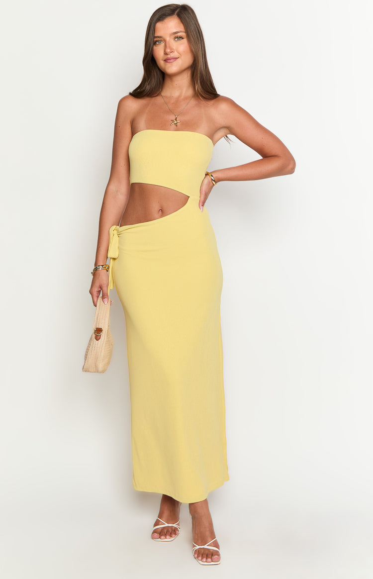 Celina Yellow Strapless Maxi Dress — 3