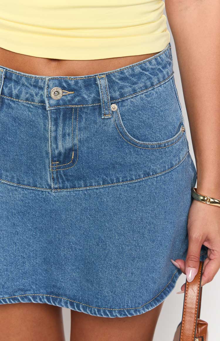 Quinley Mid Wash Denim Mini Skirt — 9