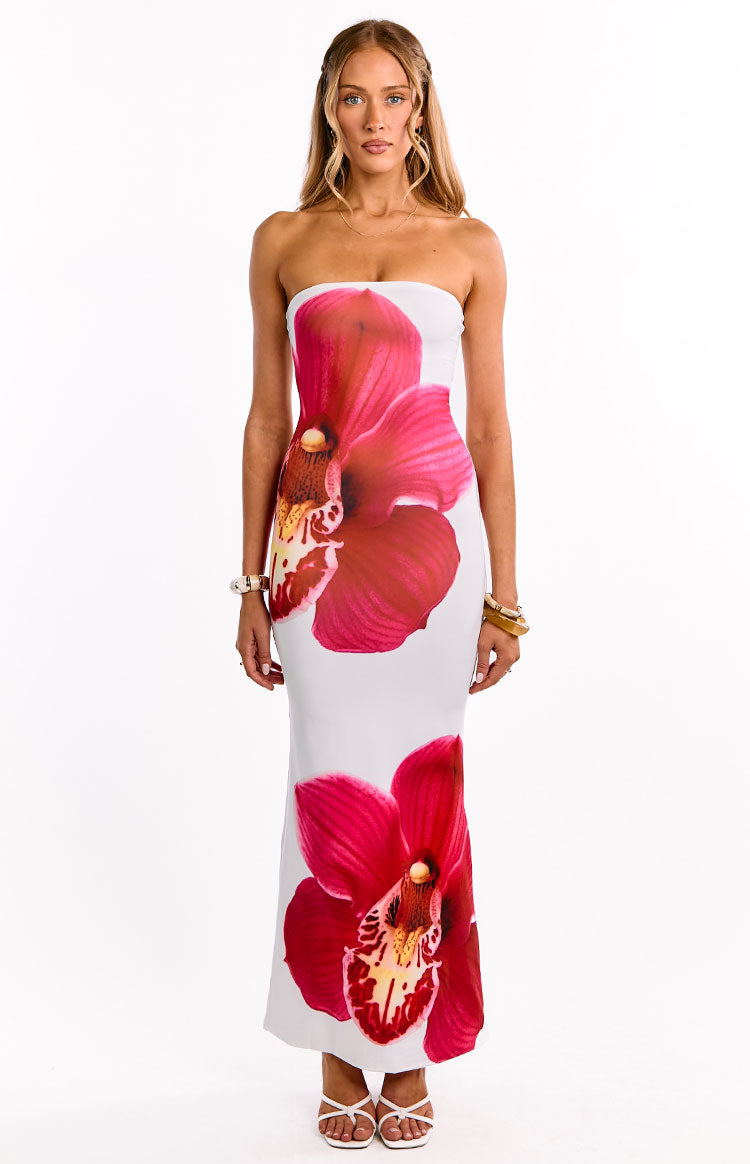 Arizona White Orchid Print Maxi Dress — 3