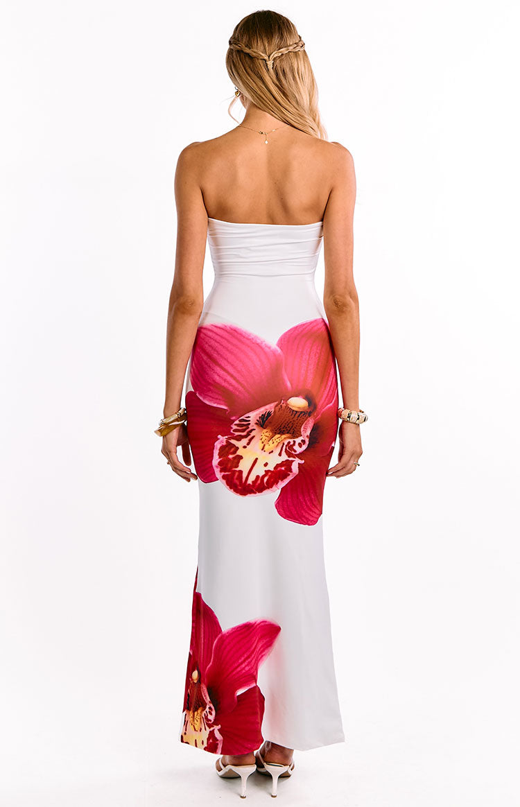 Arizona White Orchid Print Maxi Dress — 5