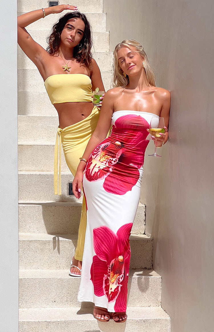 Arizona White Orchid Print Maxi Dress — 7