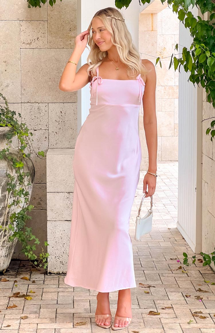 Zya Light Pink Satin Maxi Dress — 1