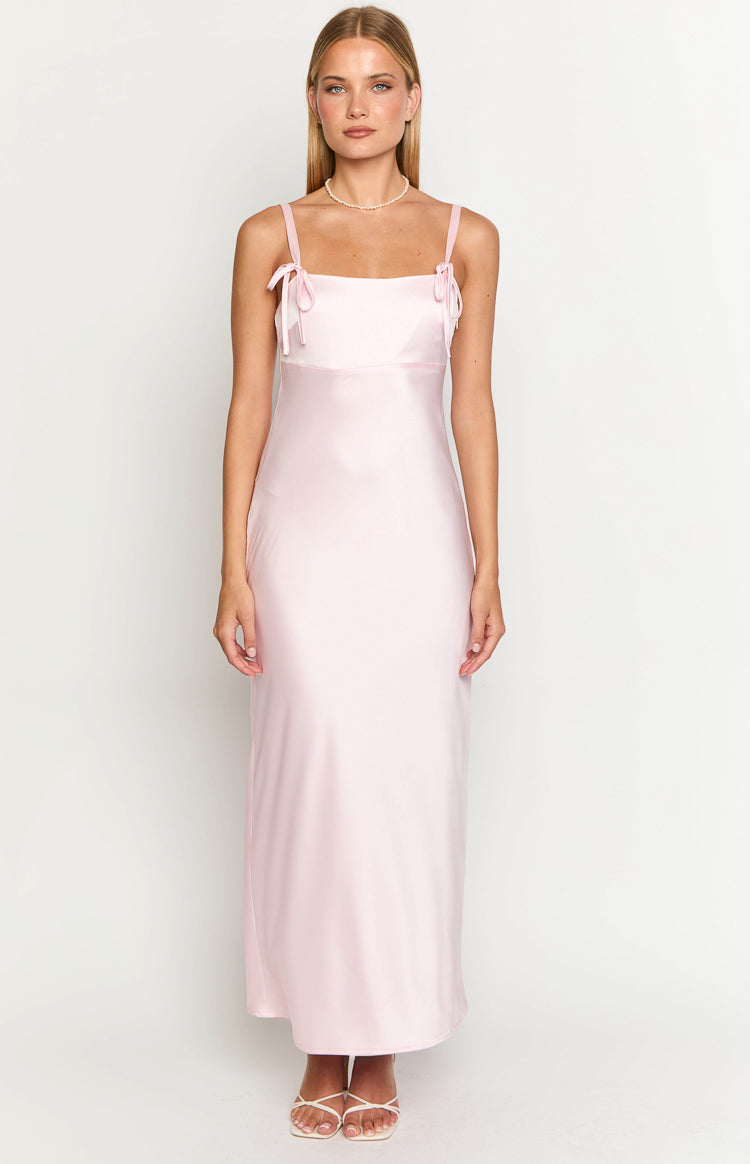 Zya Light Pink Satin Maxi Dress — 2