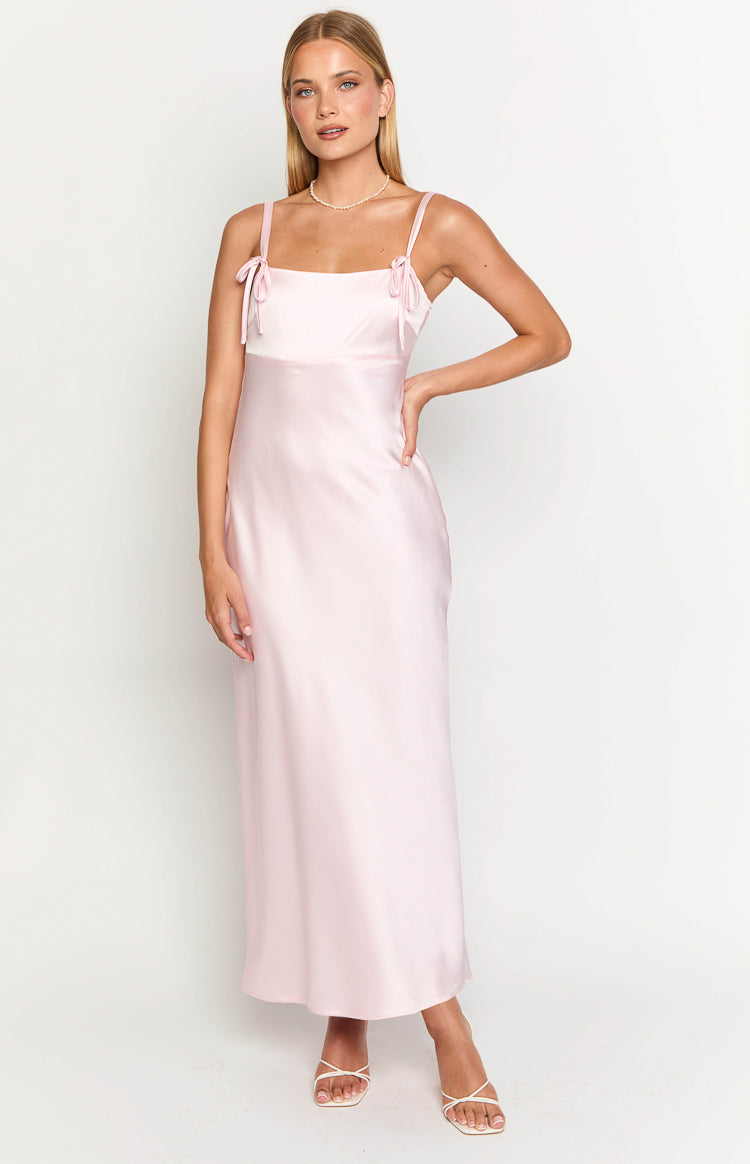 Zya Light Pink Satin Maxi Dress — 3
