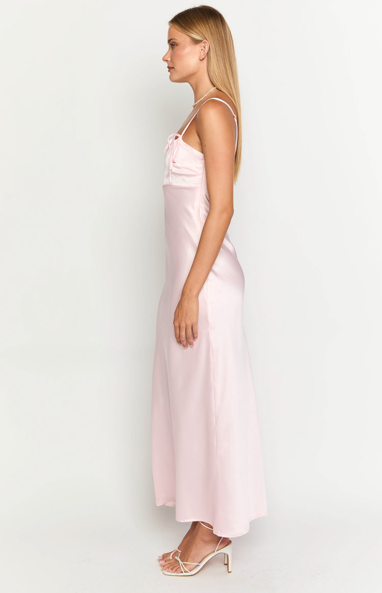 Zya Light Pink Satin Maxi Dress — 4