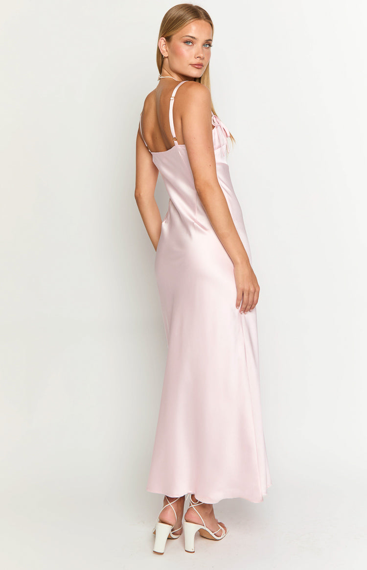 Zya Light Pink Satin Maxi Dress — 5