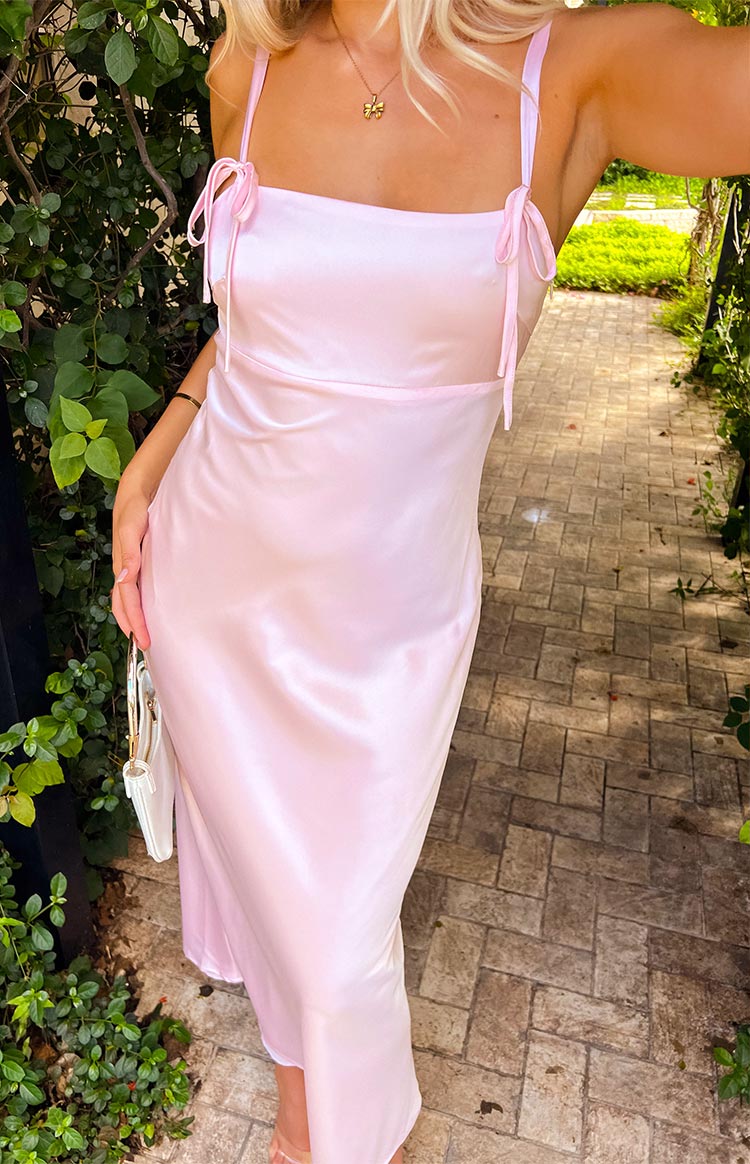 Zya Light Pink Satin Maxi Dress — 9