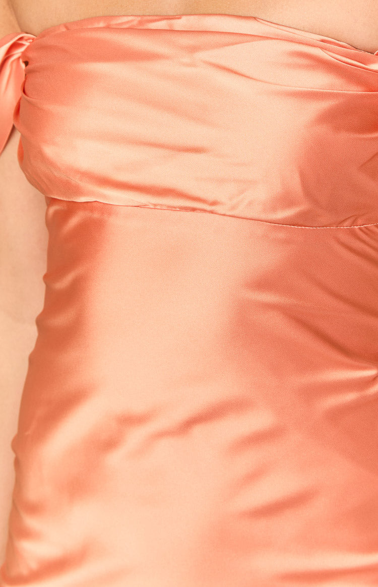 Ella Orange Off Shoulder Formal Dress — 6