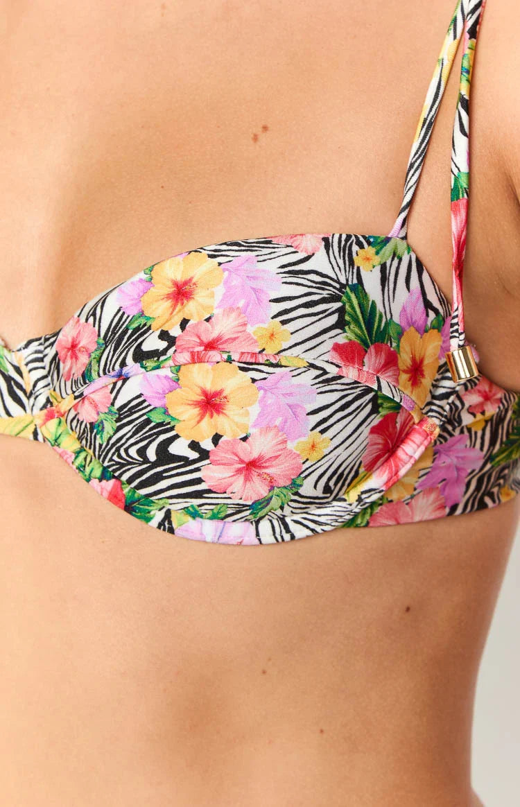 9.0 Swim Bianca White Zebra Floral Bikini Top — 6