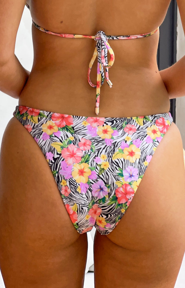 9.0 Swim Oceania White Zebra Floral Triangle Bikini Top — 5
