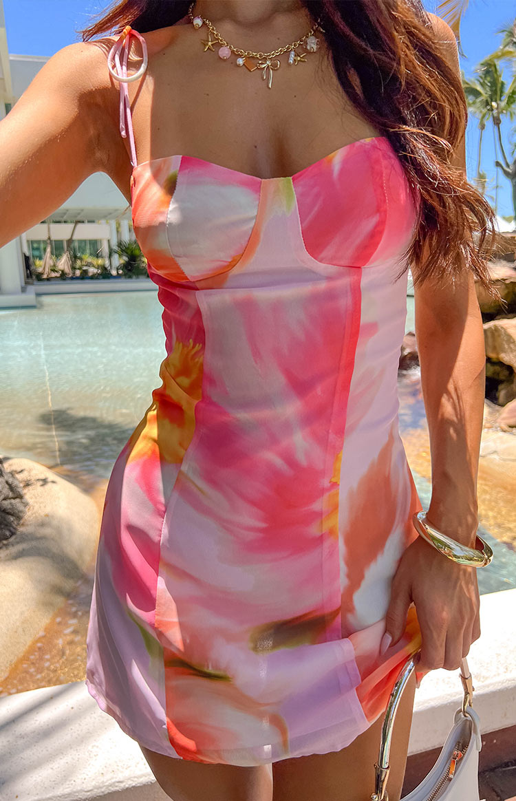 Penny Lane Pink Floral Kisses Mini Dress — 1