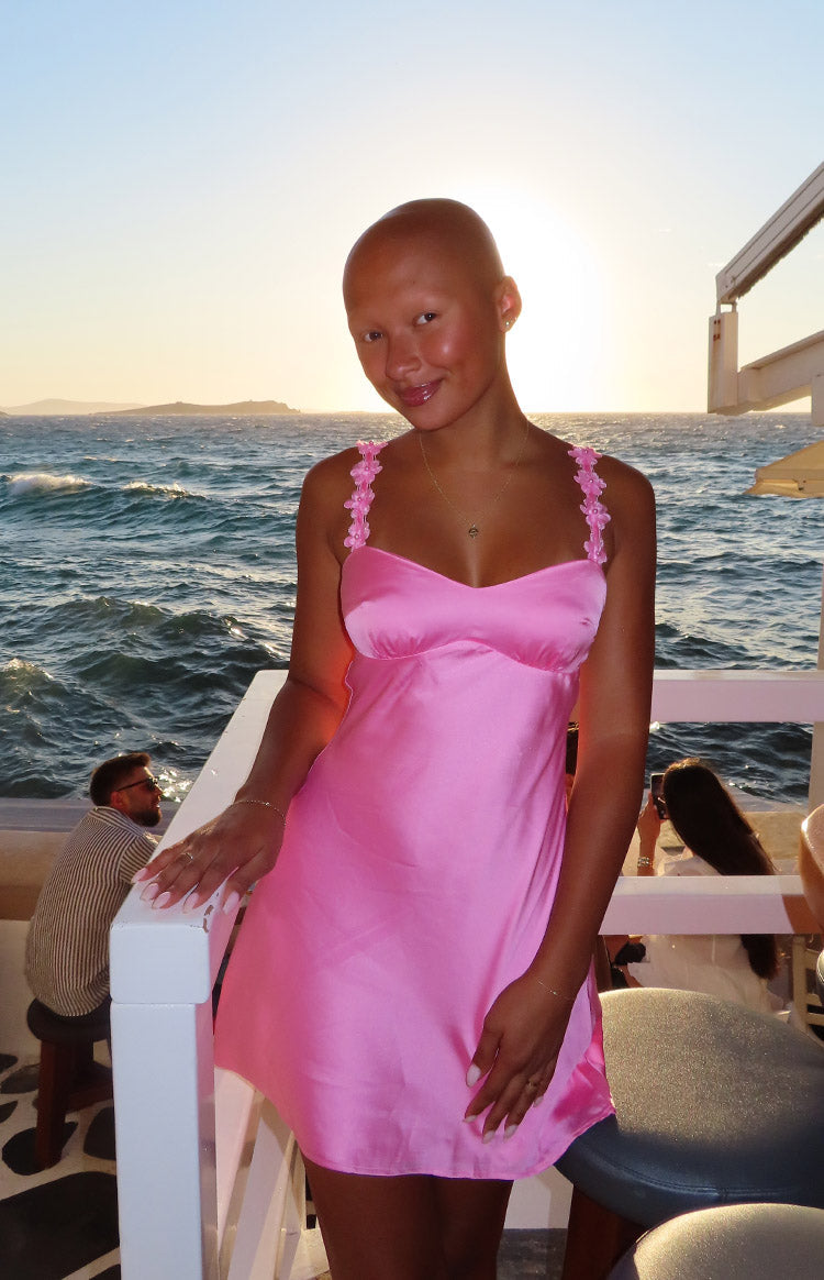 Marbelle Hot Pink Satin Mini Dress — 1