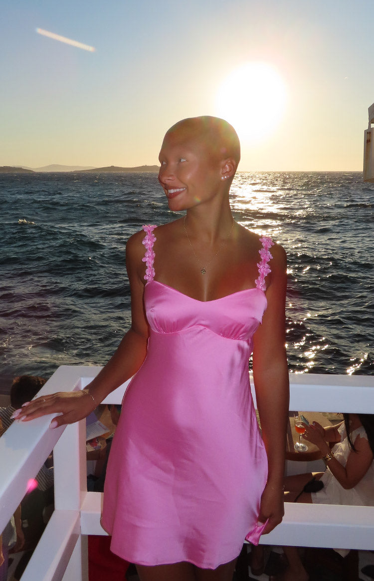 Marbelle Hot Pink Satin Mini Dress — 3