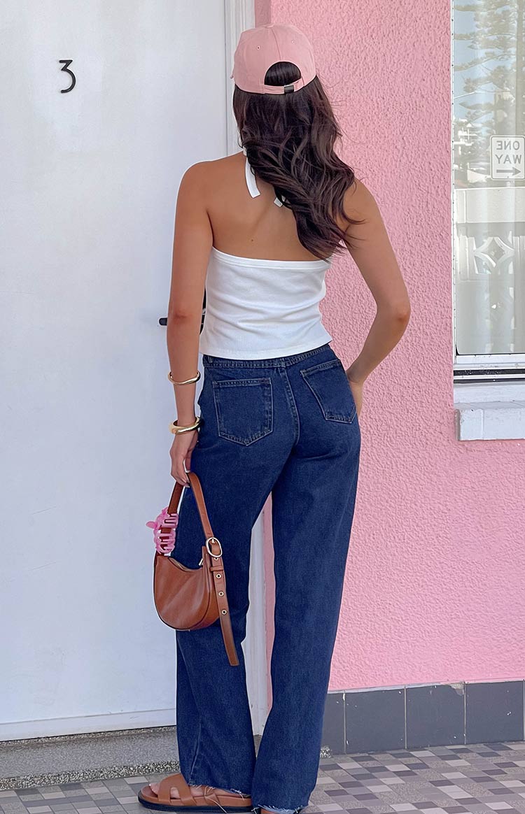 Kansis Dark Blue Uneven Waist Jeans — 8