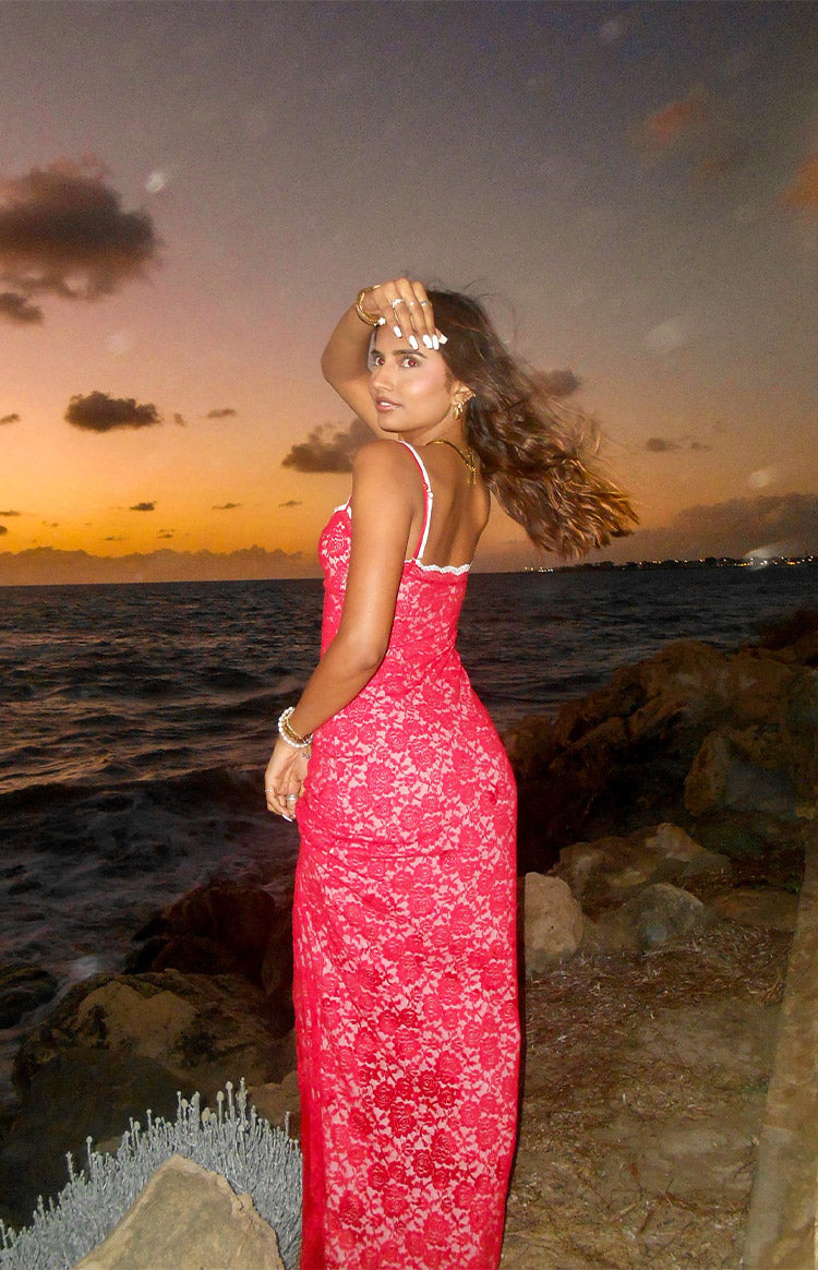 Kata Red Lace Maxi Dress — 9