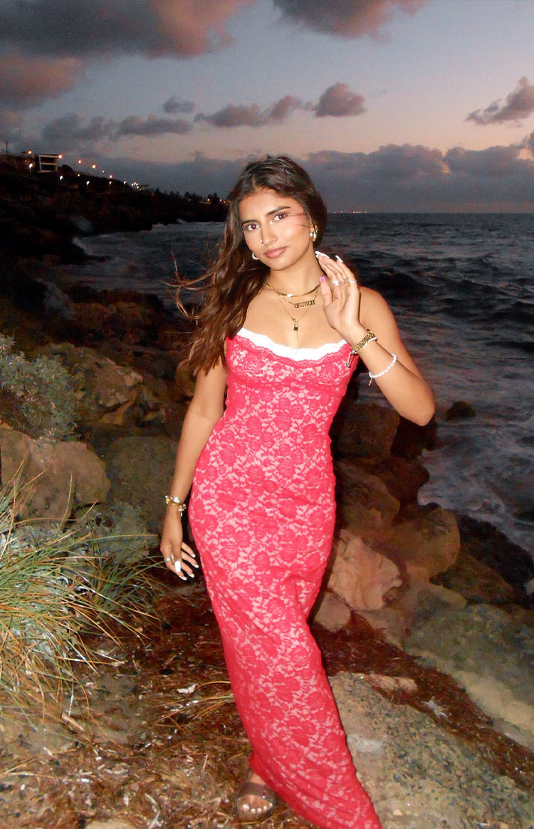Kata Red Lace Maxi Dress — 8