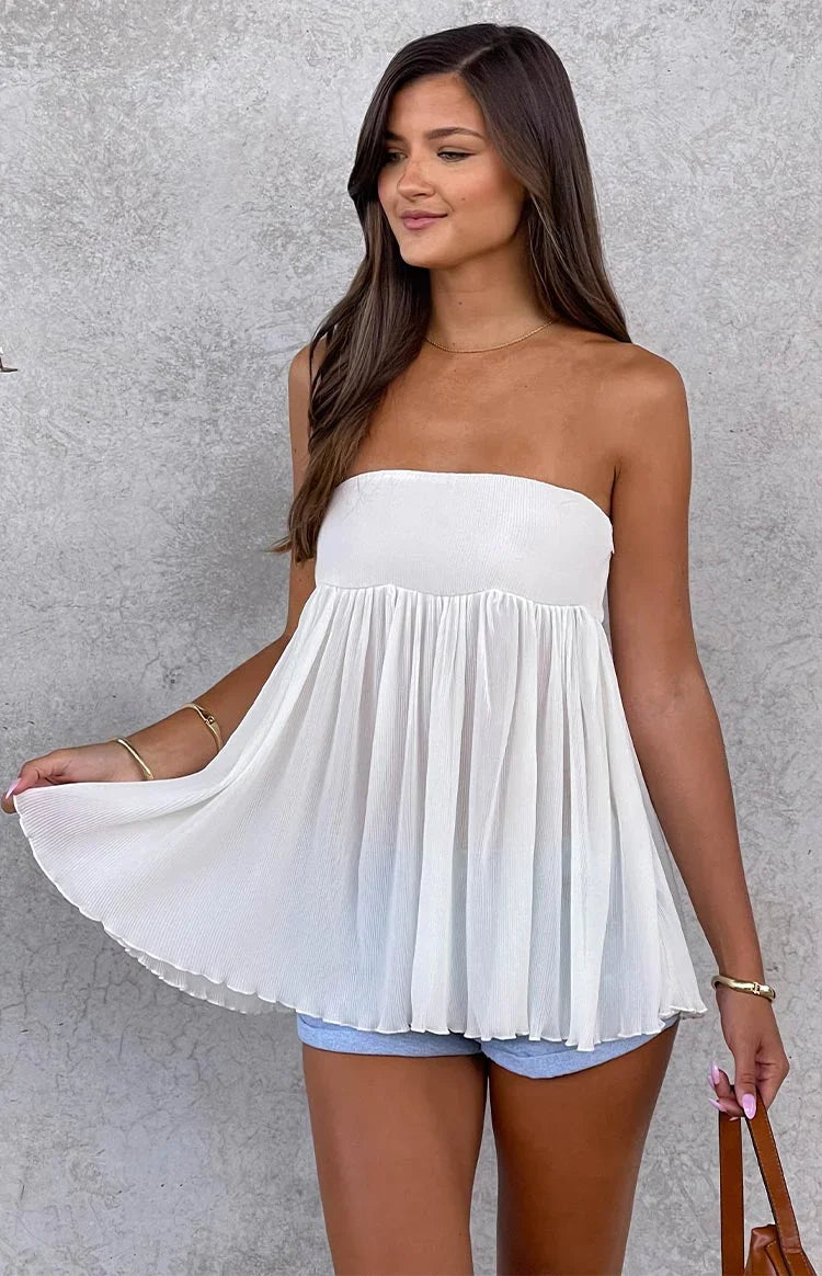 Angia White Strapless Top — 8