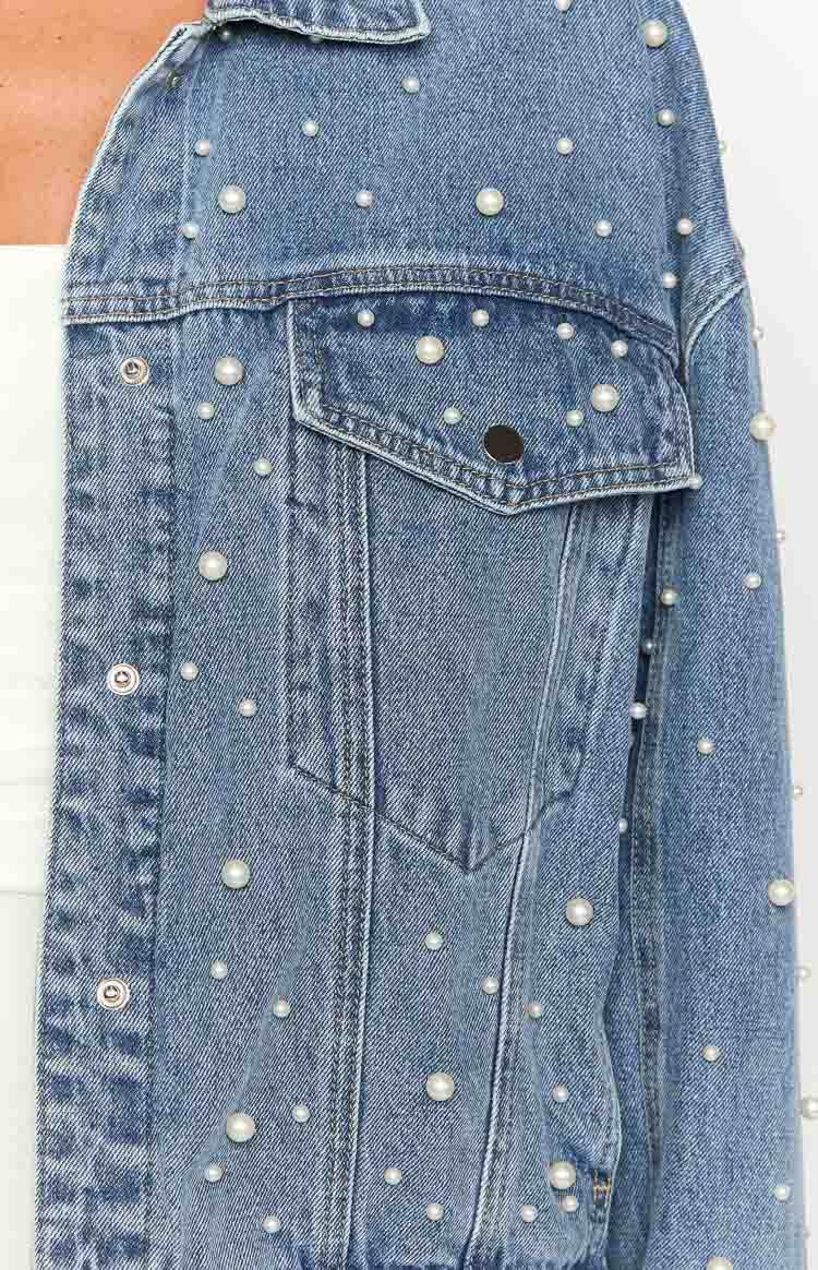 Denim Dazzle Pearl Mid Wash Denim Jacket — 9