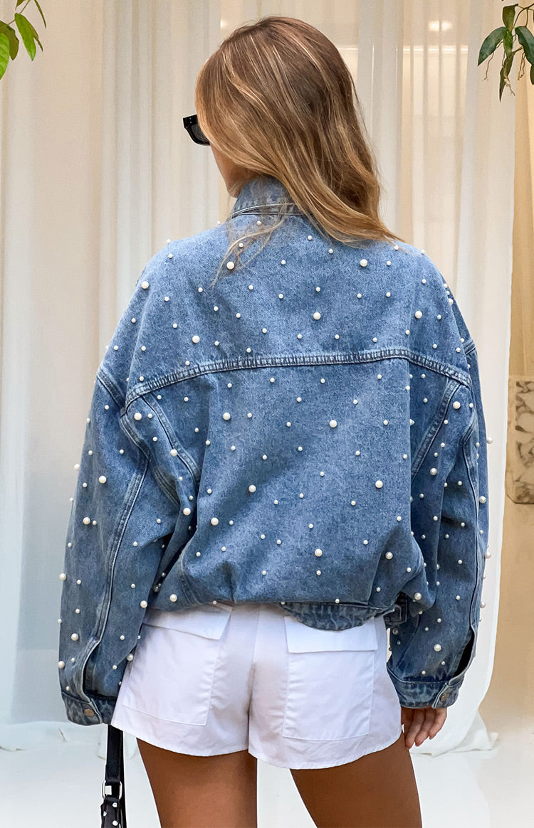 Denim Dazzle Pearl Mid Wash Denim Jacket — 5