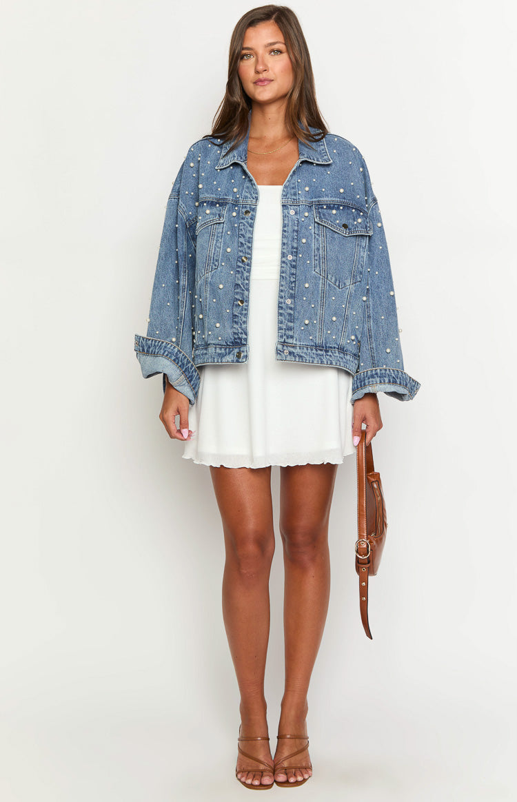Denim Dazzle Pearl Mid Wash Denim Jacket — 6