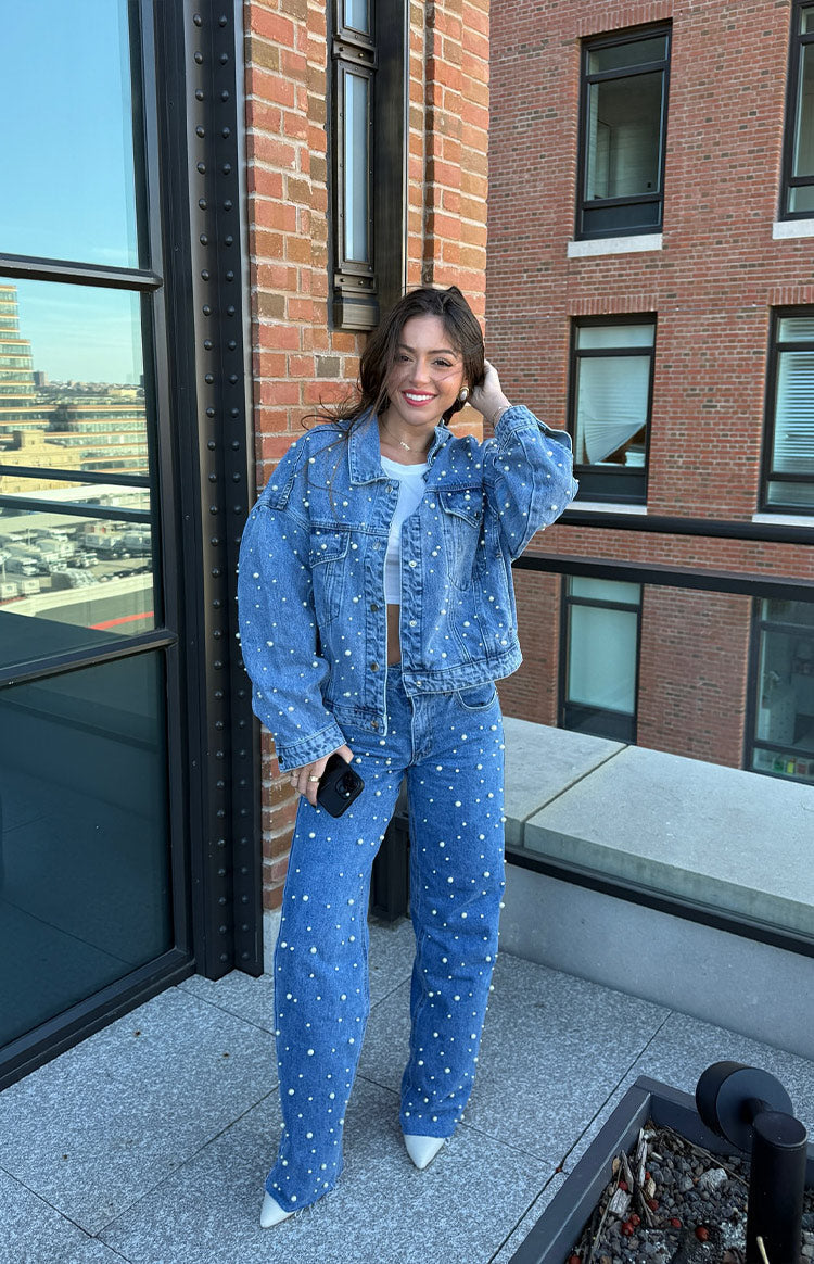 Denim Dazzle Pearl Mid Wash Denim Jacket — 10