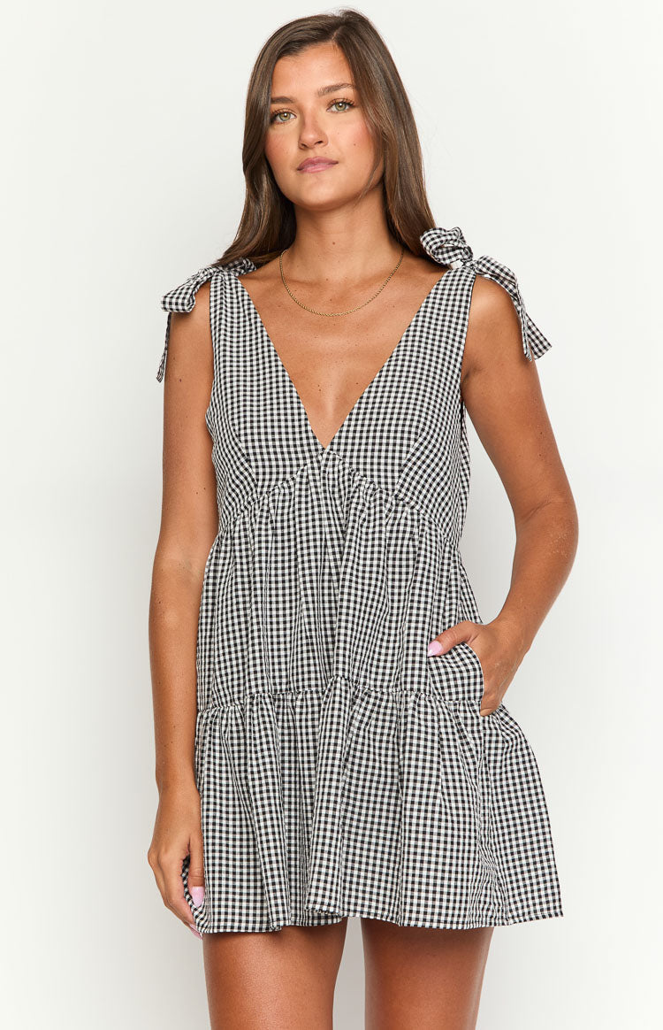 Angel Girl Black Gingham Mini Dress — 2