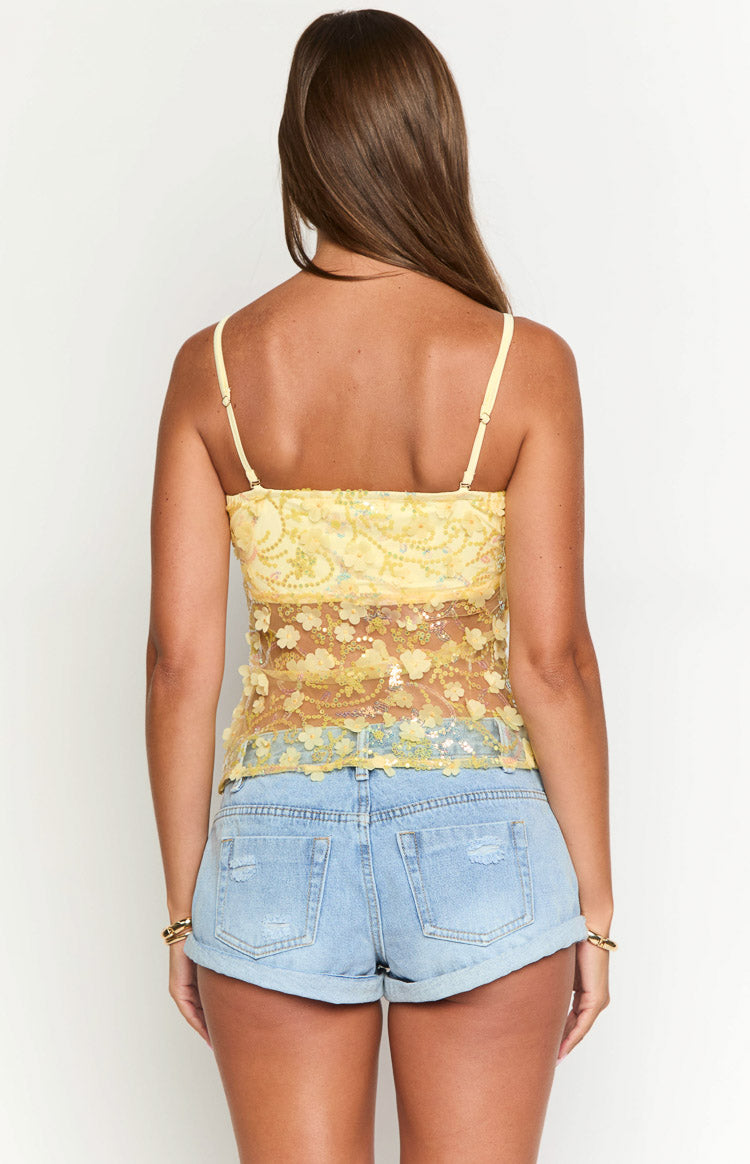Isabella Yellow Sequin Strapless Top — 6