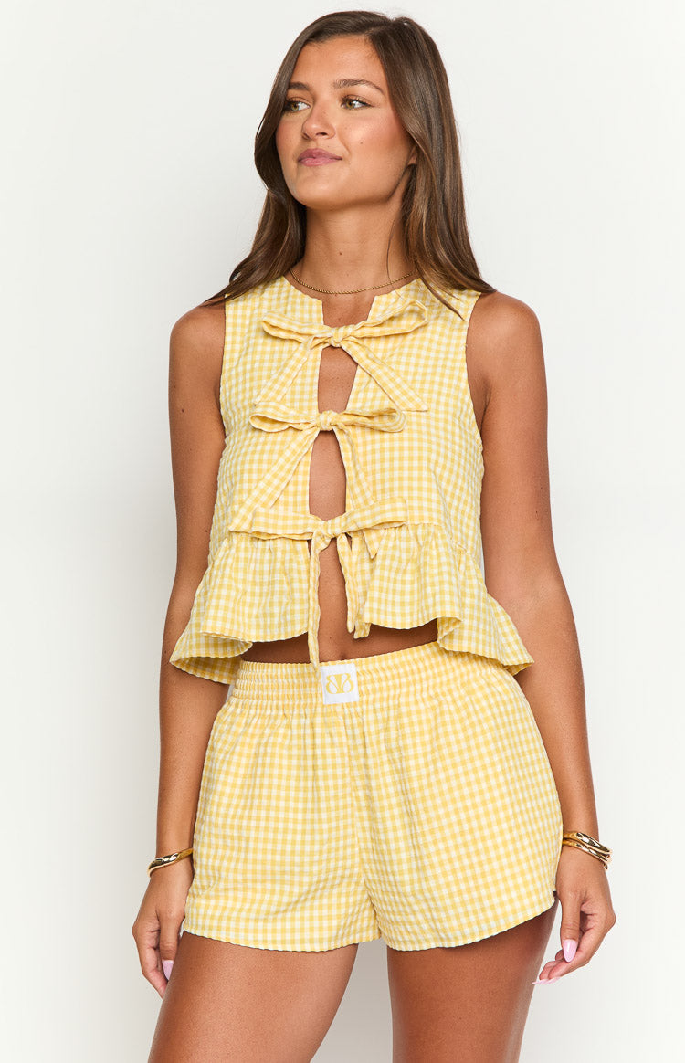 Baxter Yellow Gingham Shorts — 2