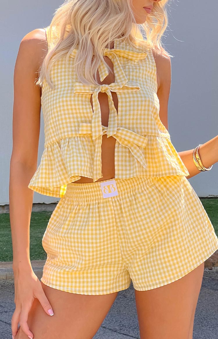 Baxter Yellow Gingham Shorts — 3